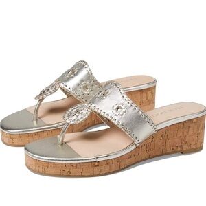 Jack Rogers Silver Wedge Sandals